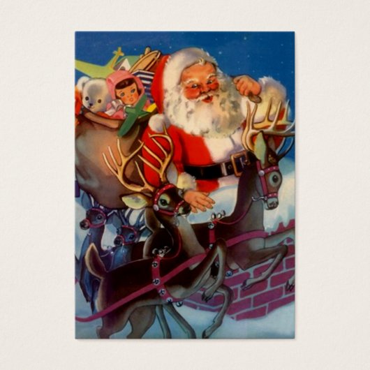 サンタそりトナカイ玩具籠ラベルギフトラベルカード (正面)