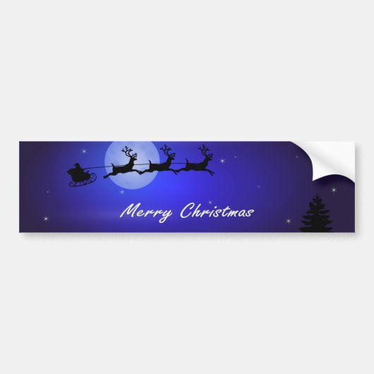 サンタそりムーンメリークリスマス バンパーステッカー (正面)