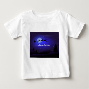 サンタそりムーンメリークリスマス ベビーTシャツ