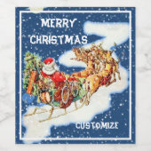 サンタそりメリークリスマス ワインラベル (シングルラベル)