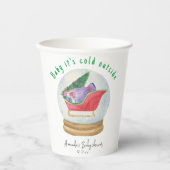 サンタそり – ベビー外は寒い 紙コップ (正面)