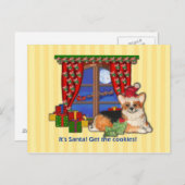 サンタだ!クッキーを取れ!コルギクリスマスカード シーズンポストカード (正面/裏面)