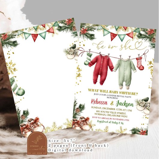 サンタつるベビーの洋服ジェンダーの発表 招待状