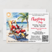 サンタで太陽の夏のパーティーのオーストラリアのクリスマス 招待状 (正面)