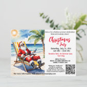 サンタで太陽の夏のパーティーのオーストラリアのクリスマス 招待状 (スタンド正面)