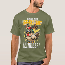 サンタで最も卵を落とすトナカイのクリスマスデザイン Tシャツ