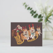 サンタといそりに乗ったクリスマスドッグ シーズンポストカード (スタンド正面)