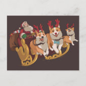 サンタといそりに乗ったクリスマスドッグ シーズンポストカード (正面)