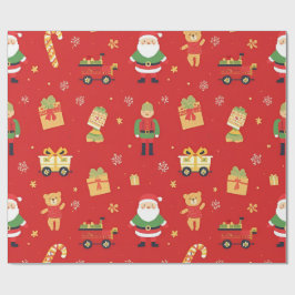サンタとおもちゃのクリスマス 30in x 60ft ラッピングペーパー