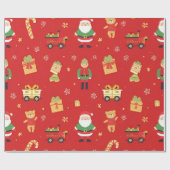 サンタとおもちゃの子供用クリスマス 30×183cm ラッピングペーパー (フラット)