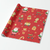 サンタとおもちゃの子供用クリスマス 30×183cm ラッピングペーパー (アンロールド)
