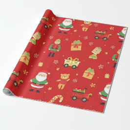 サンタとおもちゃの子供用クリスマス 30×183cm ラッピングペーパー