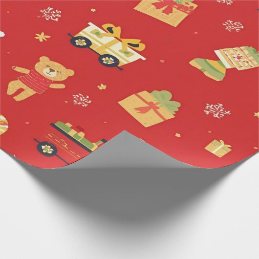 サンタとおもちゃの子供用クリスマス 30×183cm ラッピングペーパー (角)