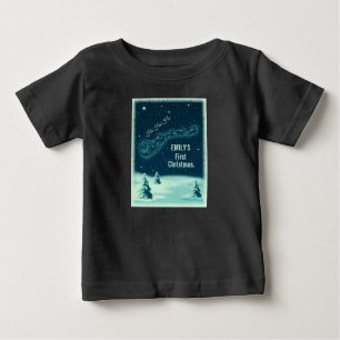 サンタとそのトナカイ初めてのクリスマス ベビーTシャツ