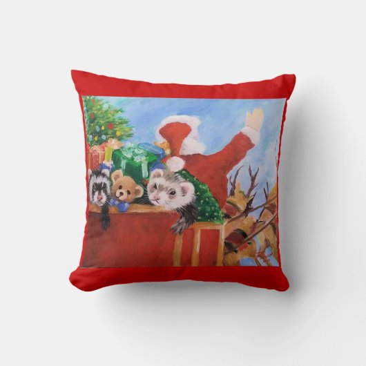 サンタとそのヘルパー クッション (正面)