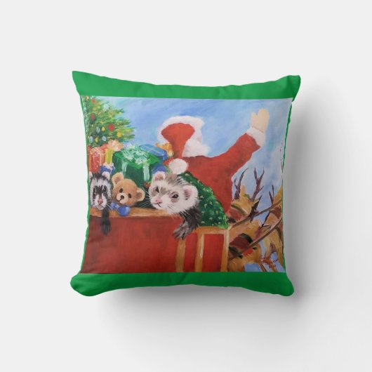 サンタとそのヘルパー クッション (正面)