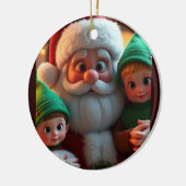 サンタとその小妖精や小人 セラミックオーナメント (左)