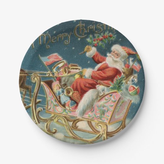 サンタとそりは小さい ペーパープレート (正面)