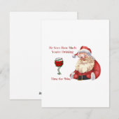 サンタとどれだけ飲んでいるか、彼は見ている シーズンカード (正面/裏面)