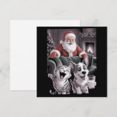 サンタとの面白い犬と猫のクリスマスセルフィー シーズンカード (正面/裏面)