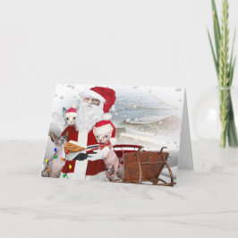 サンタとのSphynxの子ネコのクリスマス シーズンカード