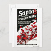サンタとアイスクリームバニー葉書 シーズンポストカード (正面/裏面)