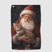 サンタとアビシニアン猫フェスティバルクリスマス ゴルフタオル (正面)