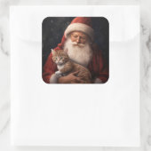 サンタとアビシニアン猫フェスティバルクリスマス スクエアシール (バッグ)