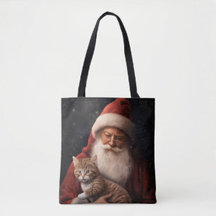 サンタとアビシニアン猫フェスティバルクリスマス トートバッグ