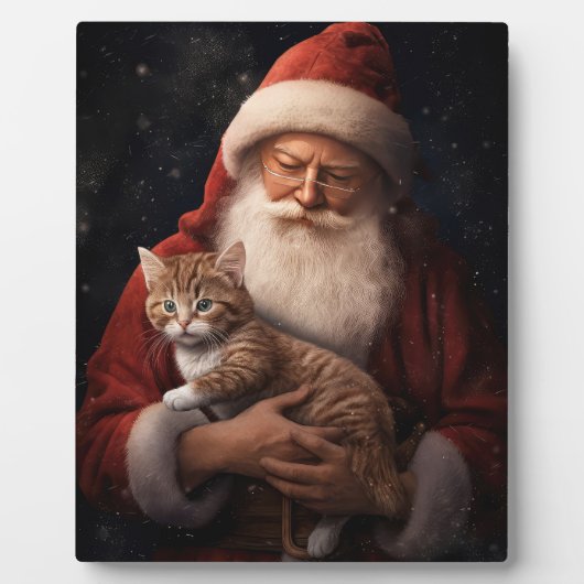 サンタとアビシニアン猫フェスティバルクリスマス フォトプラーク (正面)