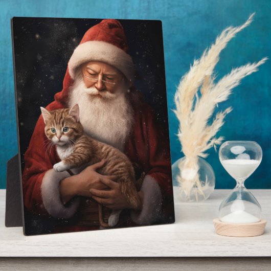サンタとアビシニアン猫フェスティバルクリスマス フォトプラーク (側面)