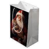 サンタとアビシニアン猫フェスティバルクリスマス ミディアムペーパーバッグ (裏面アングル)