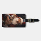 サンタとアビシニアン猫フェスティバルクリスマス ラゲッジタグ (正面横)