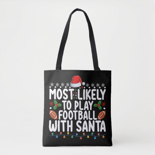 サンタとアメフトをする確率No.1 クリスマス トートバッグ (正面)