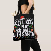 サンタとアメフトをする確率No.1 クリスマス トートバッグ (クローズアップ)
