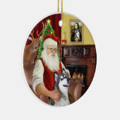 サンタとアラスカンマラムテ セラミックオーナメント (右)