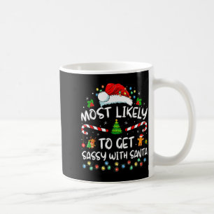 サンタとイチャイチャしそうな人 ファミリーで楽しめるクリスマスの面白グッズ コーヒーマグカップ