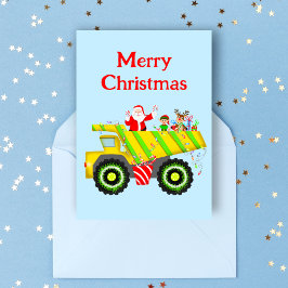 サンタとエルフとトナカイのダンプカークリスマス カード