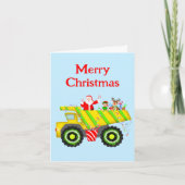 サンタとエルフとトナカイのダンプカークリスマス カード (正面)