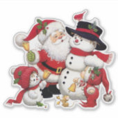 サンタとエルフと雪だるまのカスタムカットビニール シール (正面)