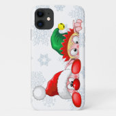 サンタとエルフのかわいいキャラクターがのぞき見 Case-Mate iPhoneケース (裏面)