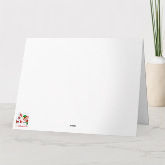 サンタとエルフのクリスマスキャラクターが親指を立てる カード (裏面)