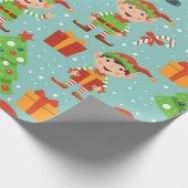 サンタとエルフのクリスマスパターン ラッピングペーパー (角)