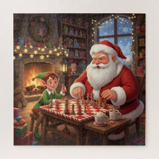 サンタとエルフのチェスゲーム クリスマス ジグソーパズル (縦)