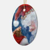 サンタとオランウタンクリスマス セラミックオーナメント (左)