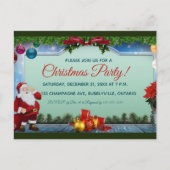 サンタとオーナメントクリスマスパーティの招待状! インビテーションポストカード (正面)