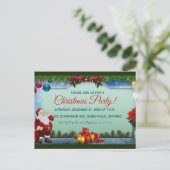 サンタとオーナメントクリスマスパーティの招待状! インビテーションポストカード (スタンド正面)