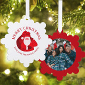 サンタとカスタムの写真と名前 オーナメントカード