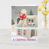 サンタとキツネ・テリアのクリスマスサプライズ カード (黄色い花)