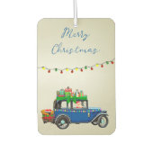 サンタとギフトと美しいクリスマスブルーカー カーエアーフレッシュナー (正面)